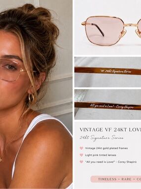VINTAGE FRAMES 24 KT rare from love collection Light Pink Lenses